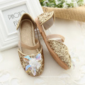 latest design shining Sequins wedding children girls shoes with gold and silver